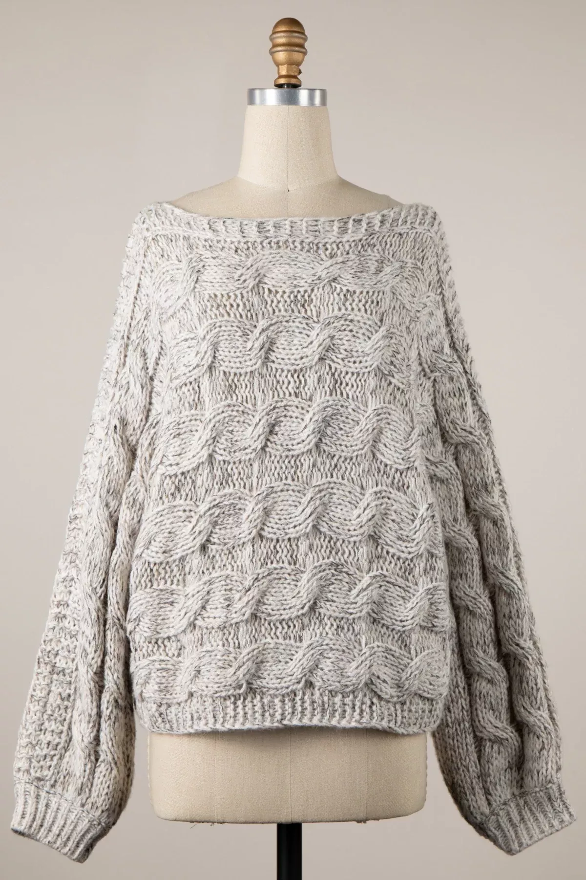 Willow Beige Oversized Cable Knit Sweater | Boho Pink