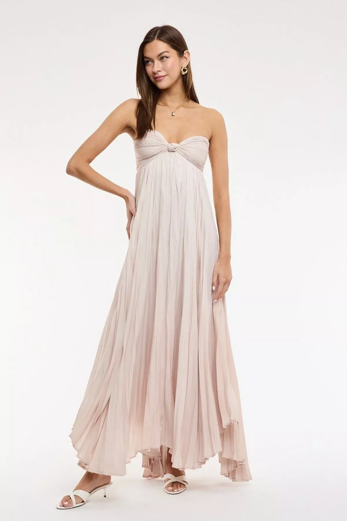 Willow Champagne Strapless Maxi Dress | Boho Pink