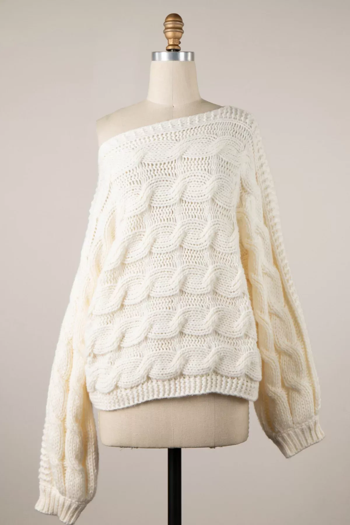 Willow Cream Oversized Cable Knit Sweater | Boho Pink