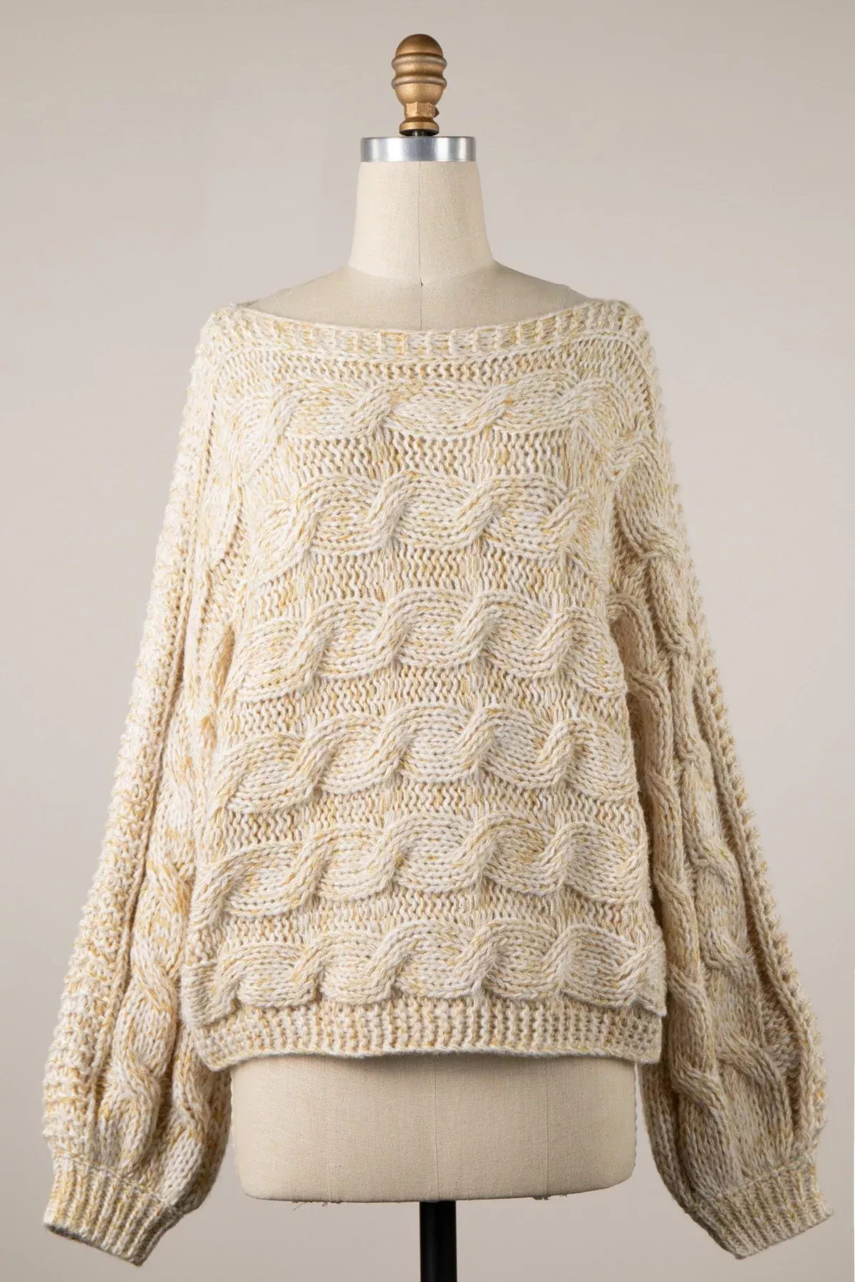 Willow Light Yellow Oversized Cable Knit Sweater | Boho Pink