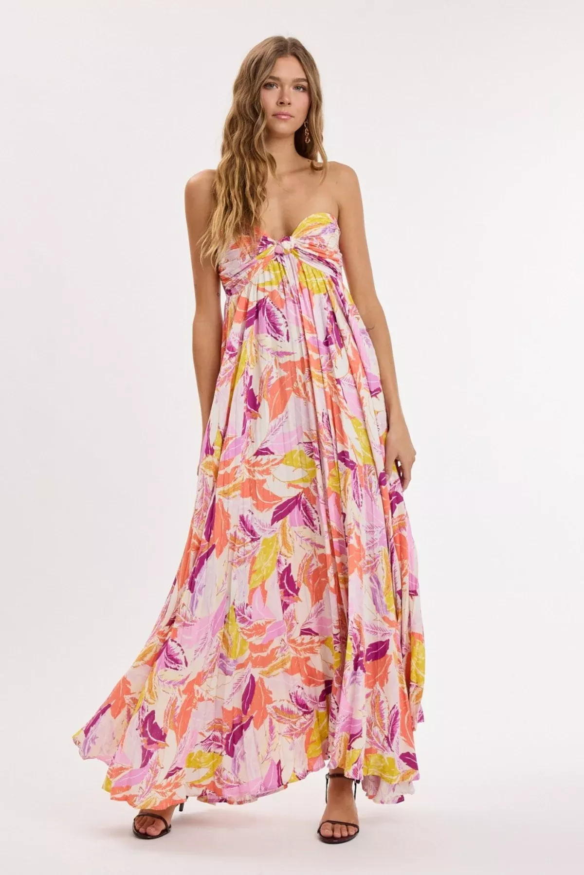 Willow Pink Multi Tropical Strapless Maxi Dress | Boho Pink