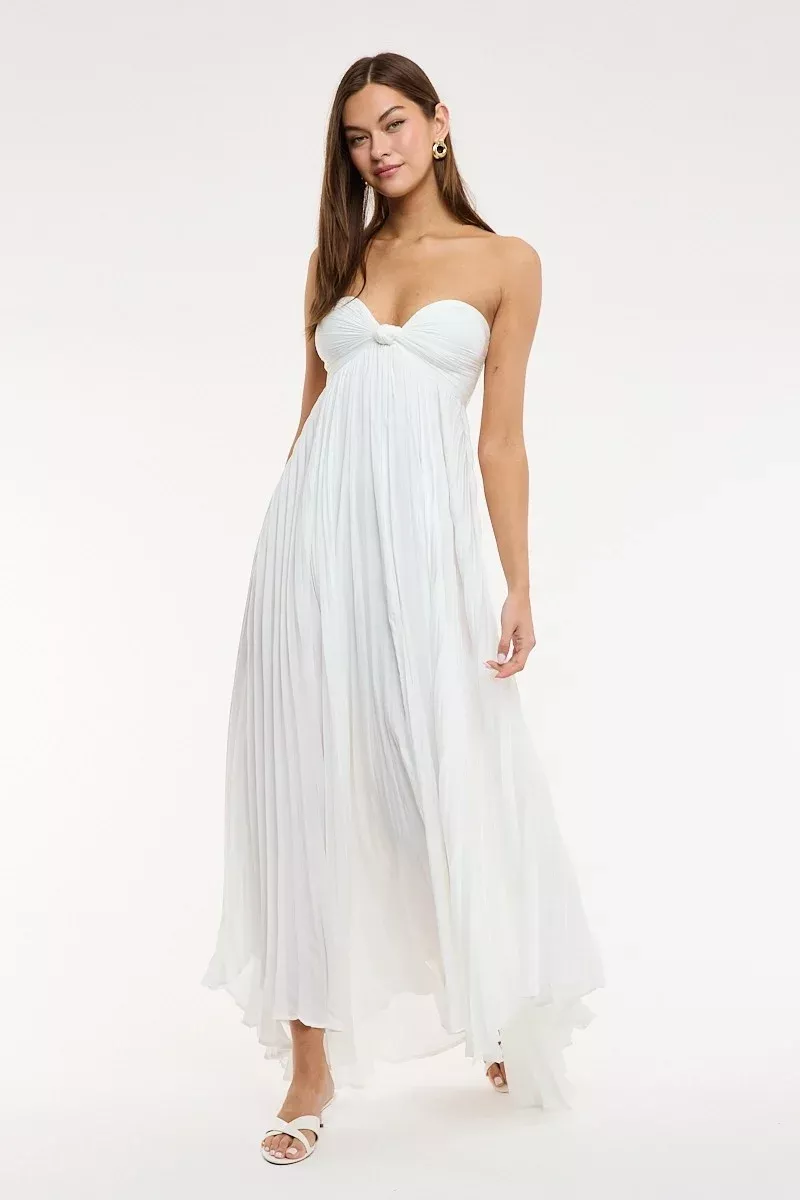 Willow White Strapless Maxi Dress | Boho Pink