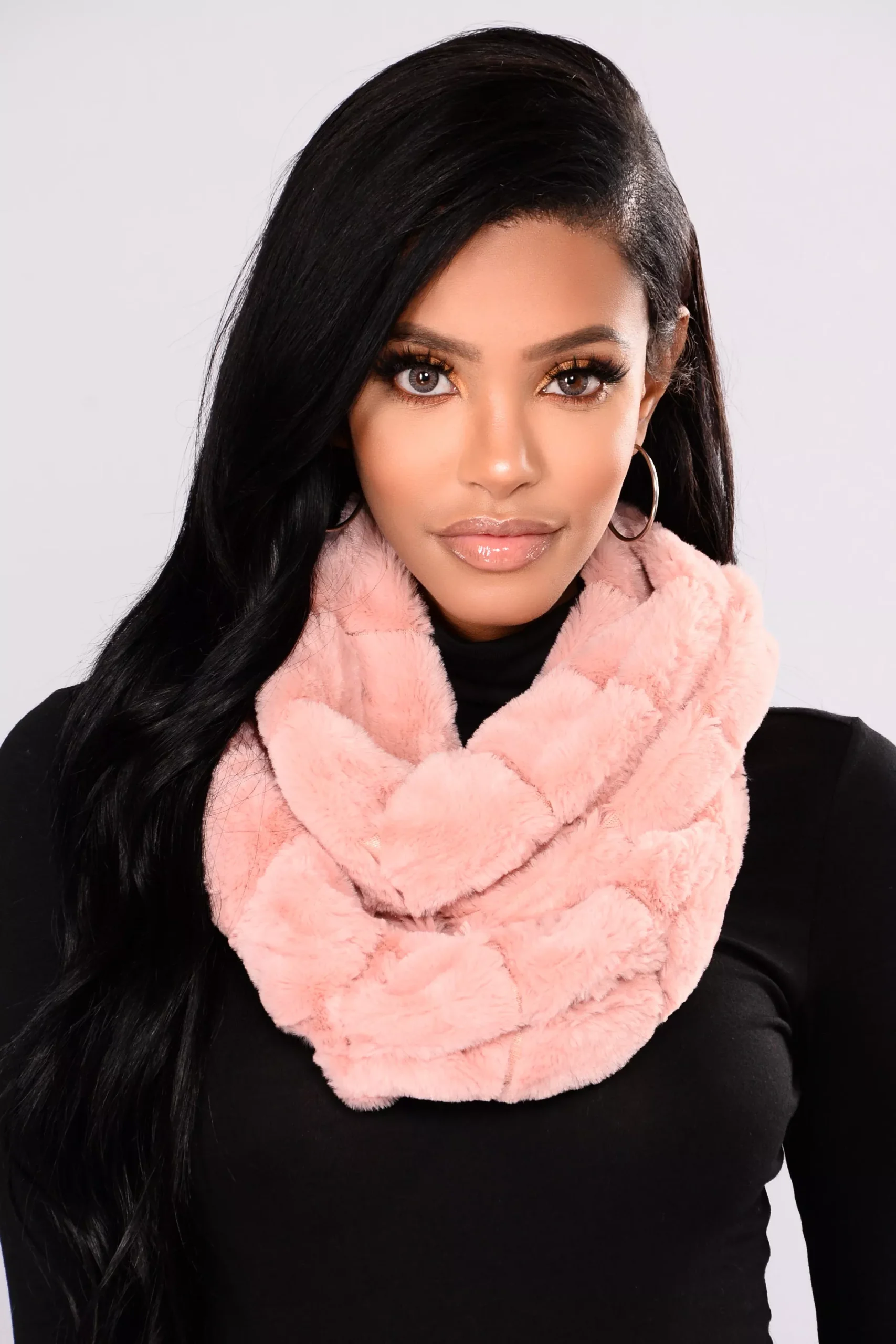 Winter Baby Fur Infinity Scarf - Pink