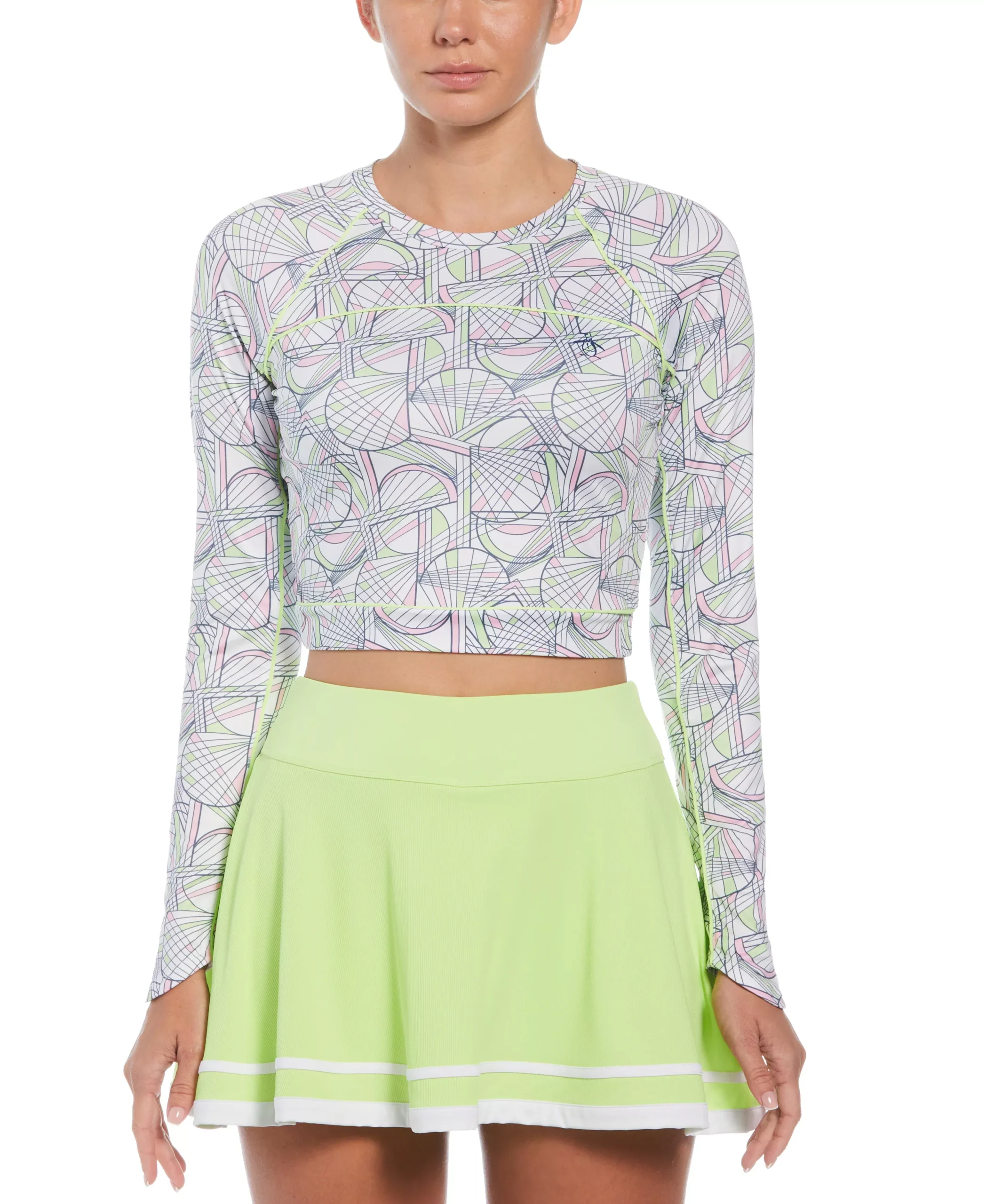 Women's Abstract Print Cropped Tennis Shirt
