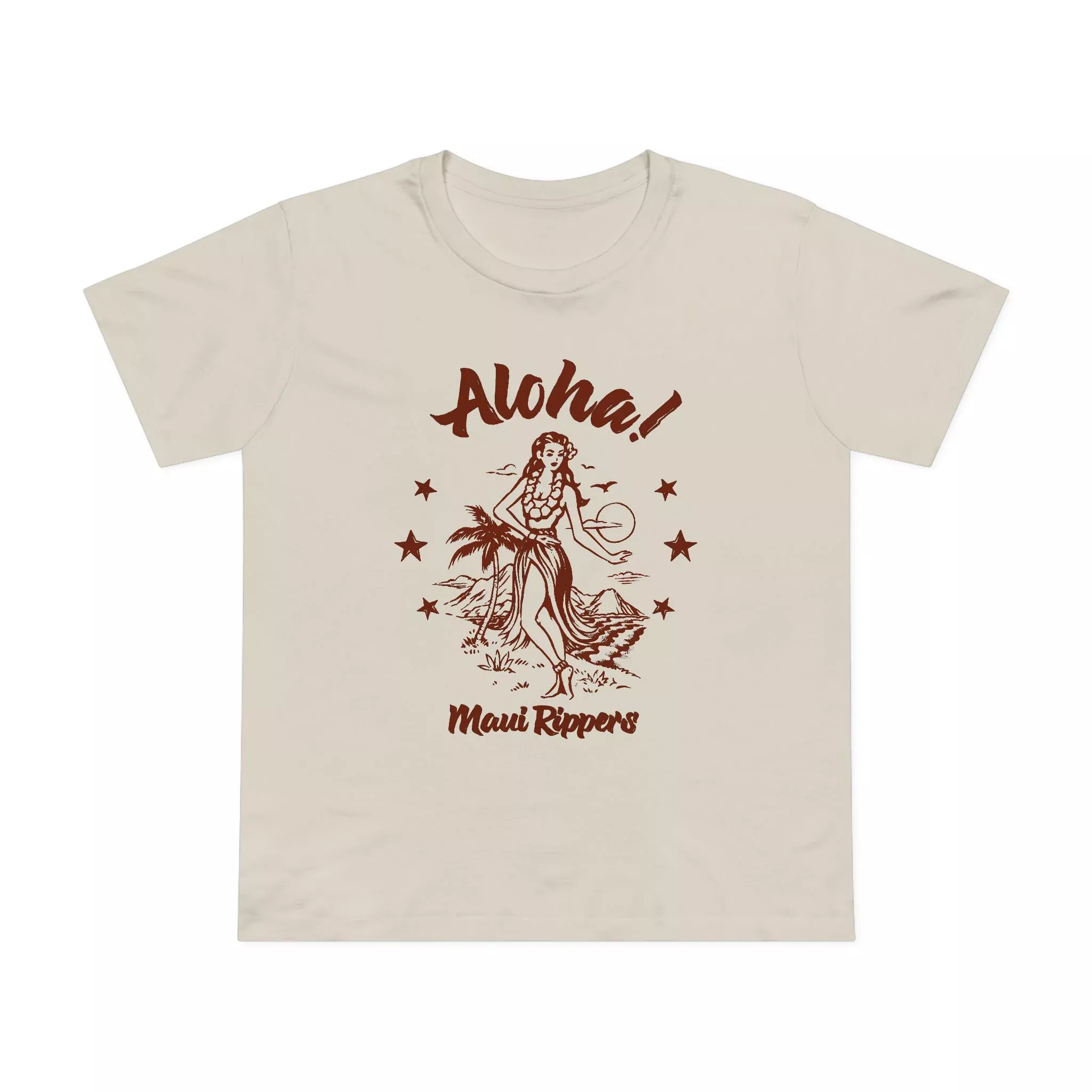 Women’s Aloha Hula Girl Tee in Bone