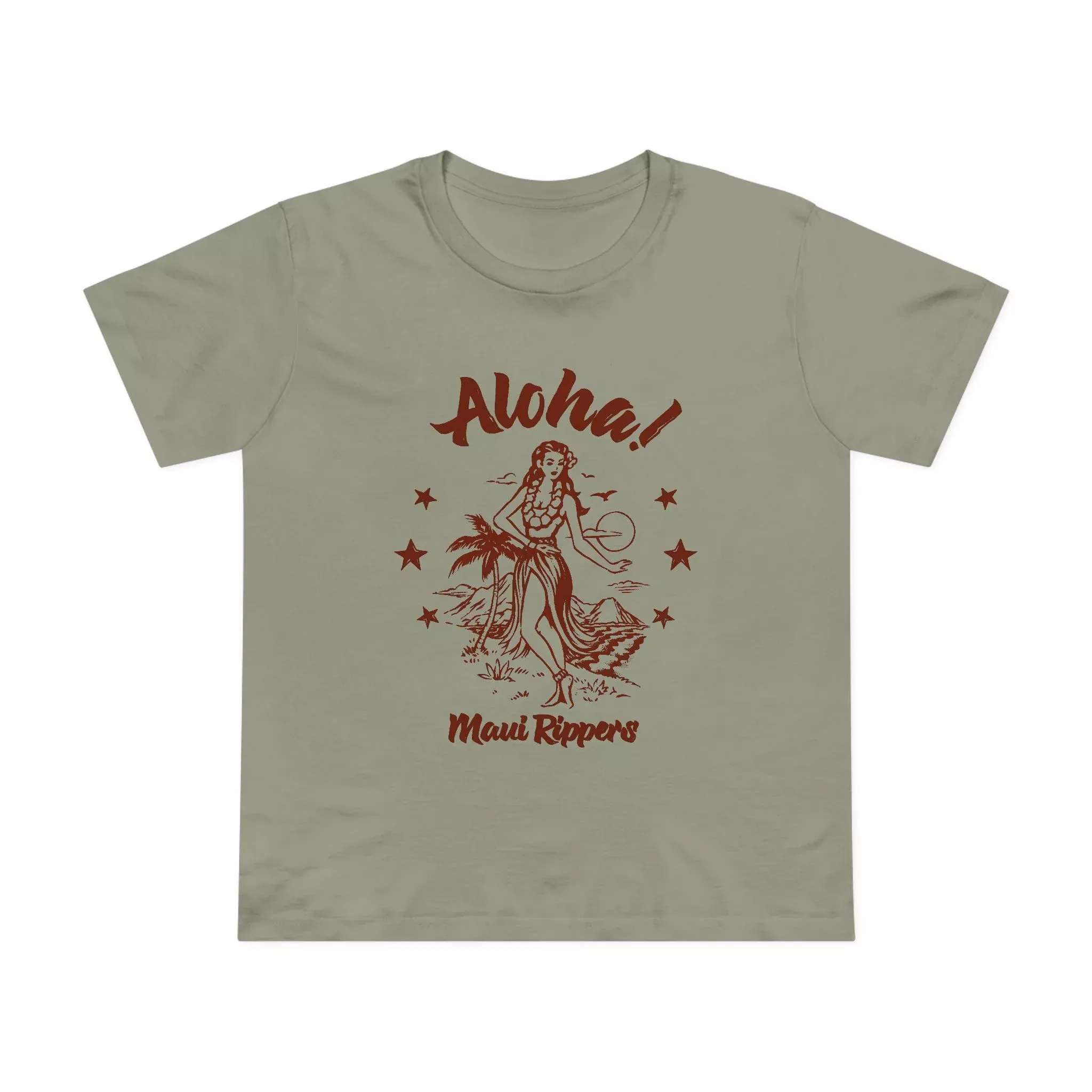 Women’s Aloha Hula Girl Tee in Eucalyptus