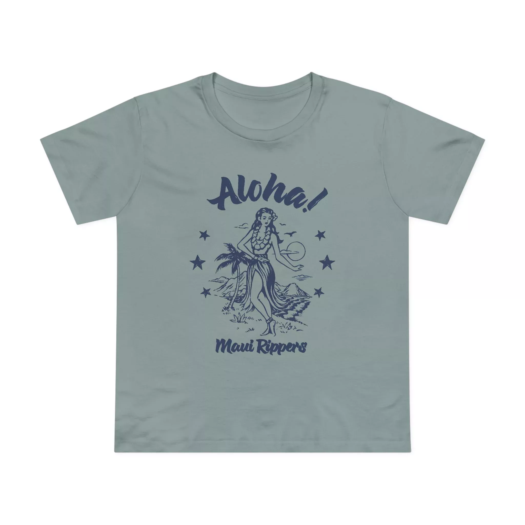 Women’s Aloha Hula Girl Tee in Mineral