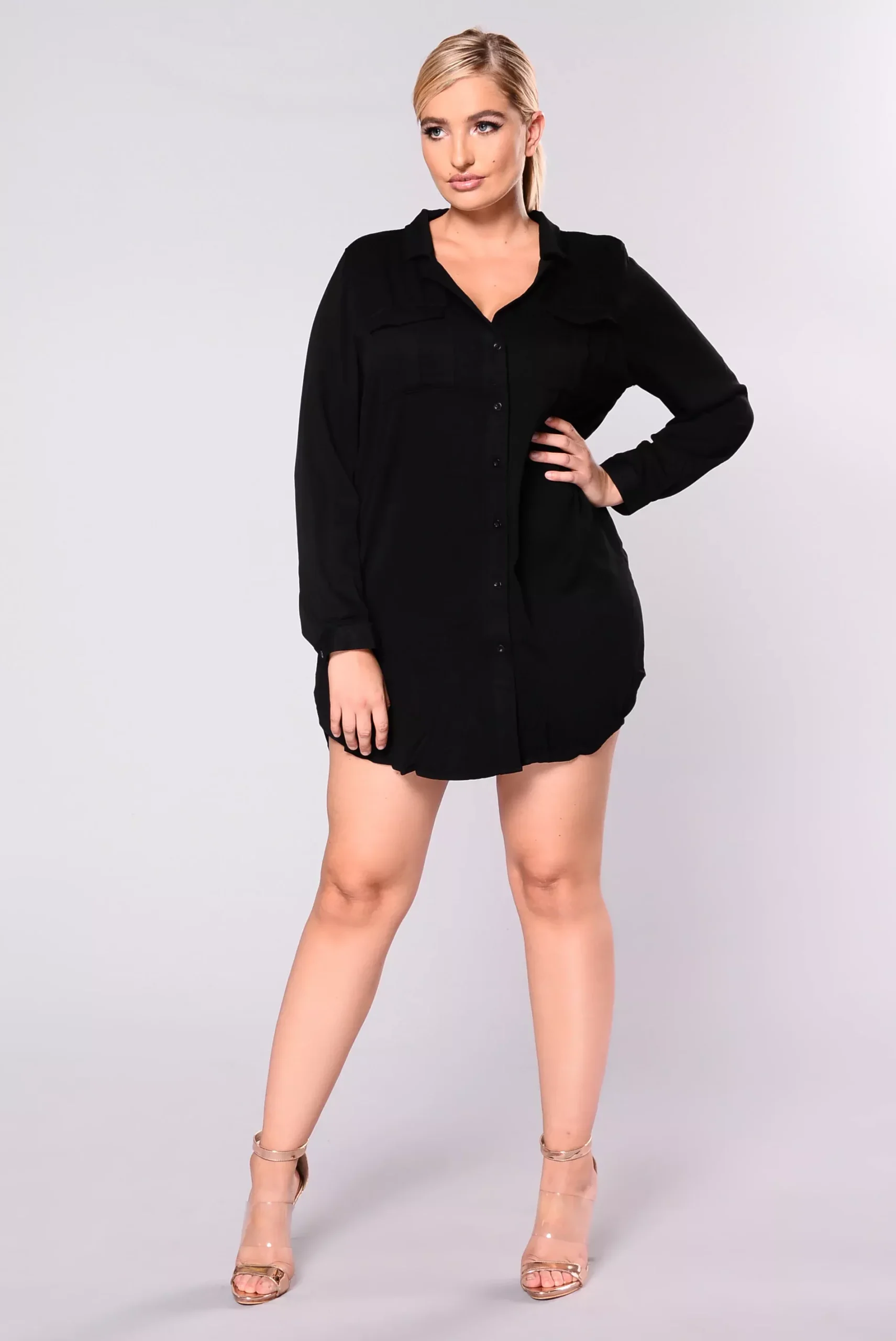 Won't Let Go Shirt Dress - Black