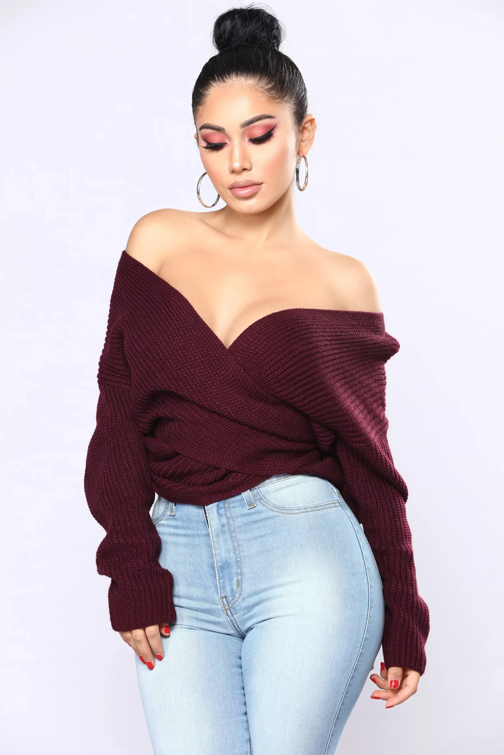 Wrap Me Up In Your Love Sweater - Dark Wine