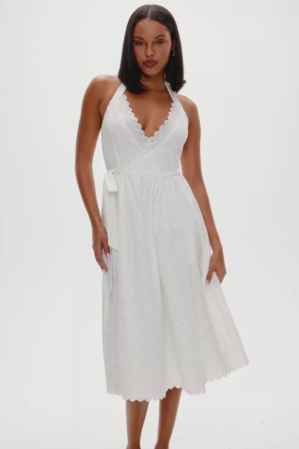 x BELLA HADID Fort Worth Fairy Midi Dress - Salt Air Eyelet