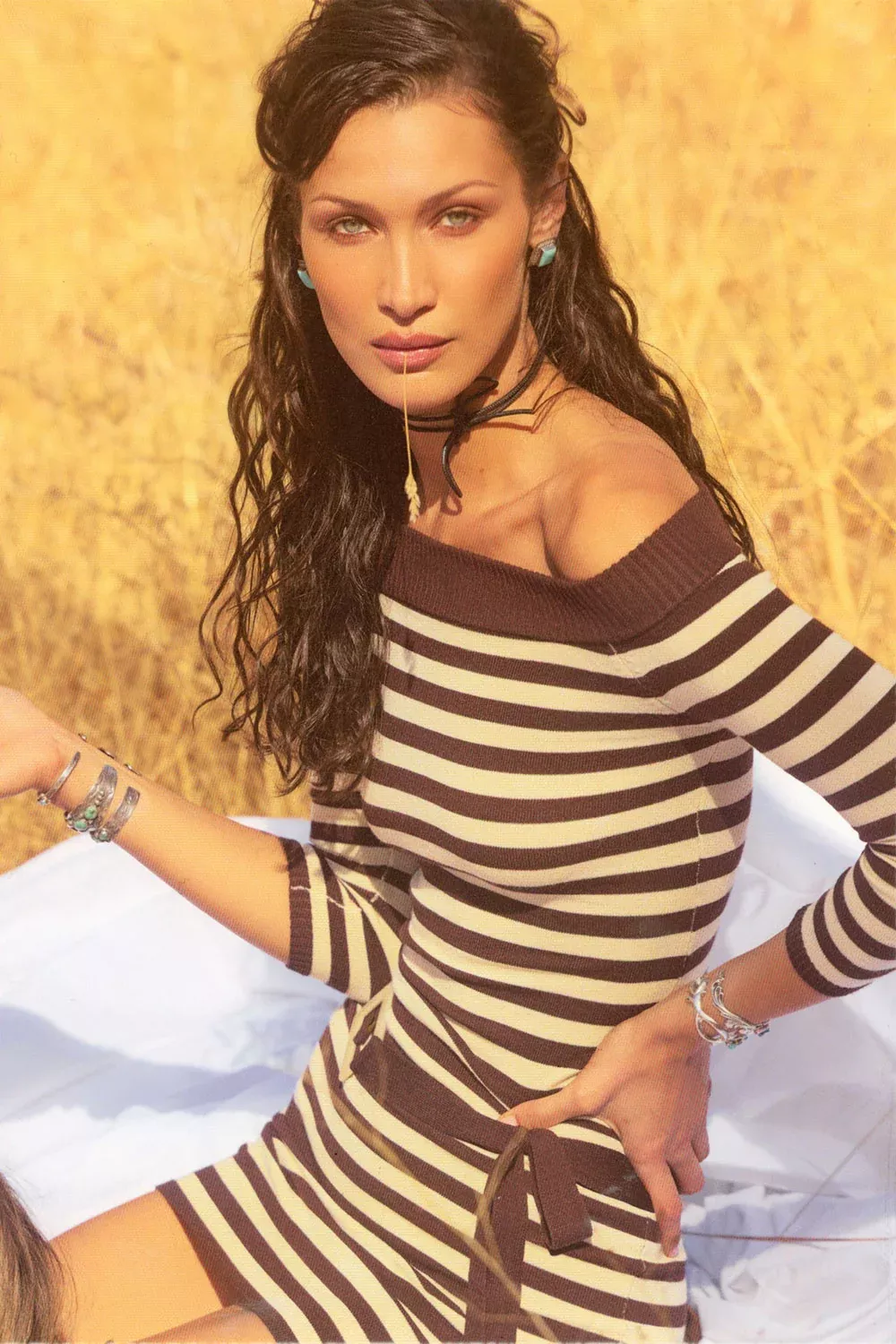 x BELLA HADID Saloon Knit Mini Dress - Cowboy Stripe