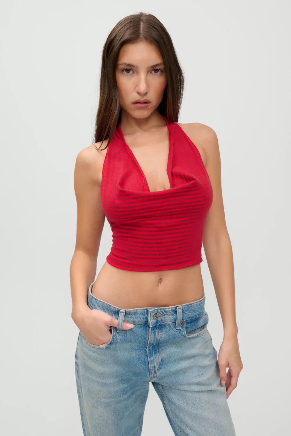 x JENNIE Briar Knit Halter Top - Spring Stripe