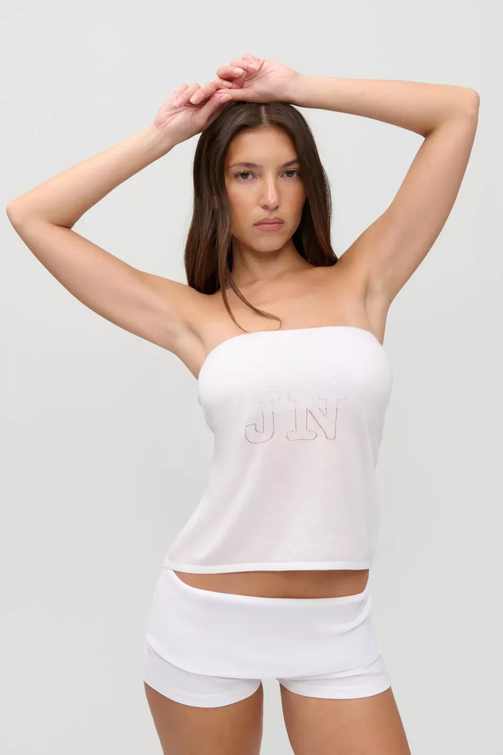 x JENNIE Margot Knit Tube Top - Optic White