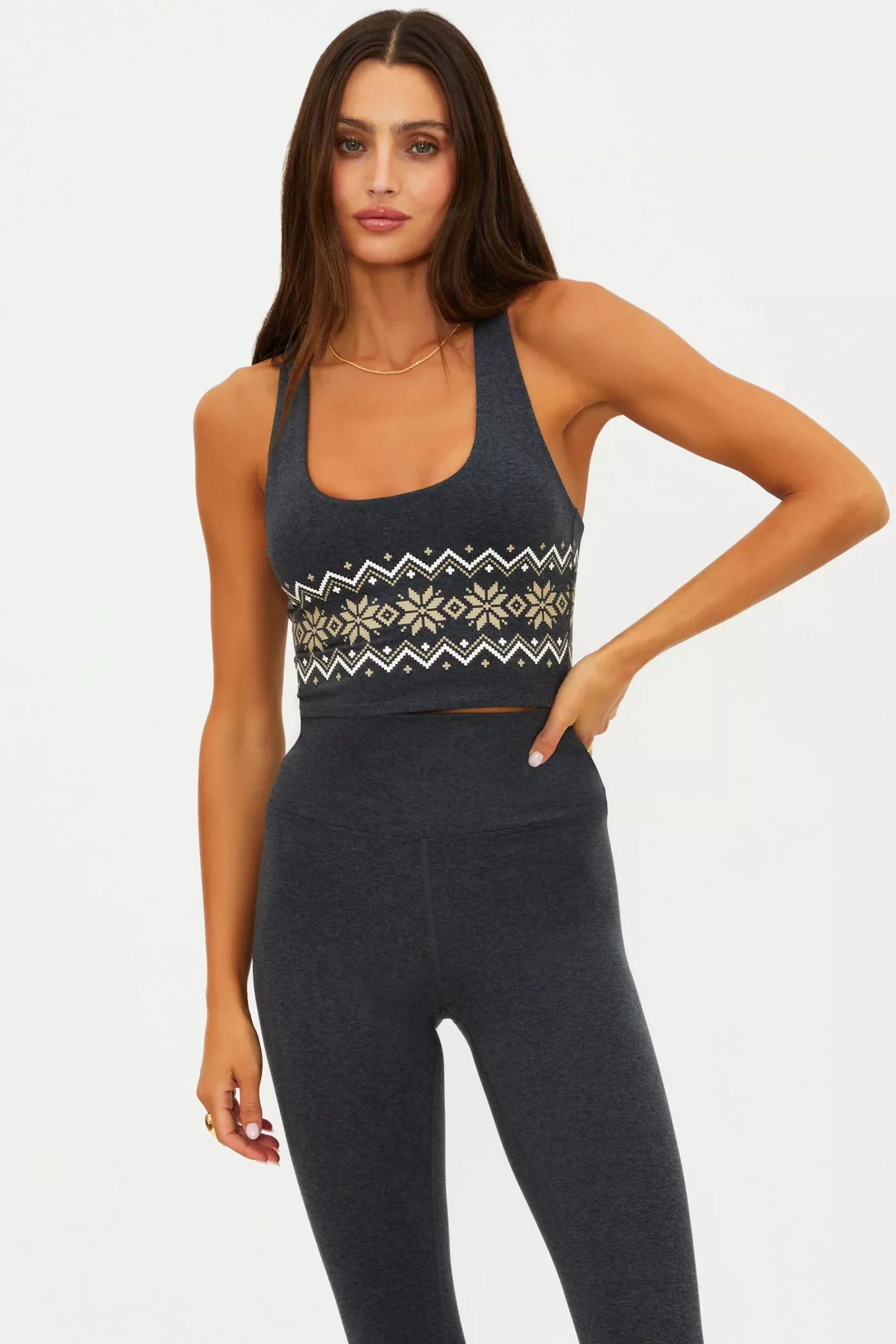 Yara Top Fairisle Charcoal Heather Soft Serve