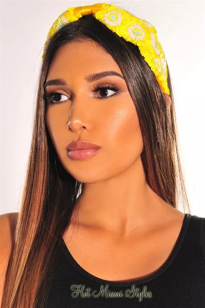 Yellow White Knotted Headband