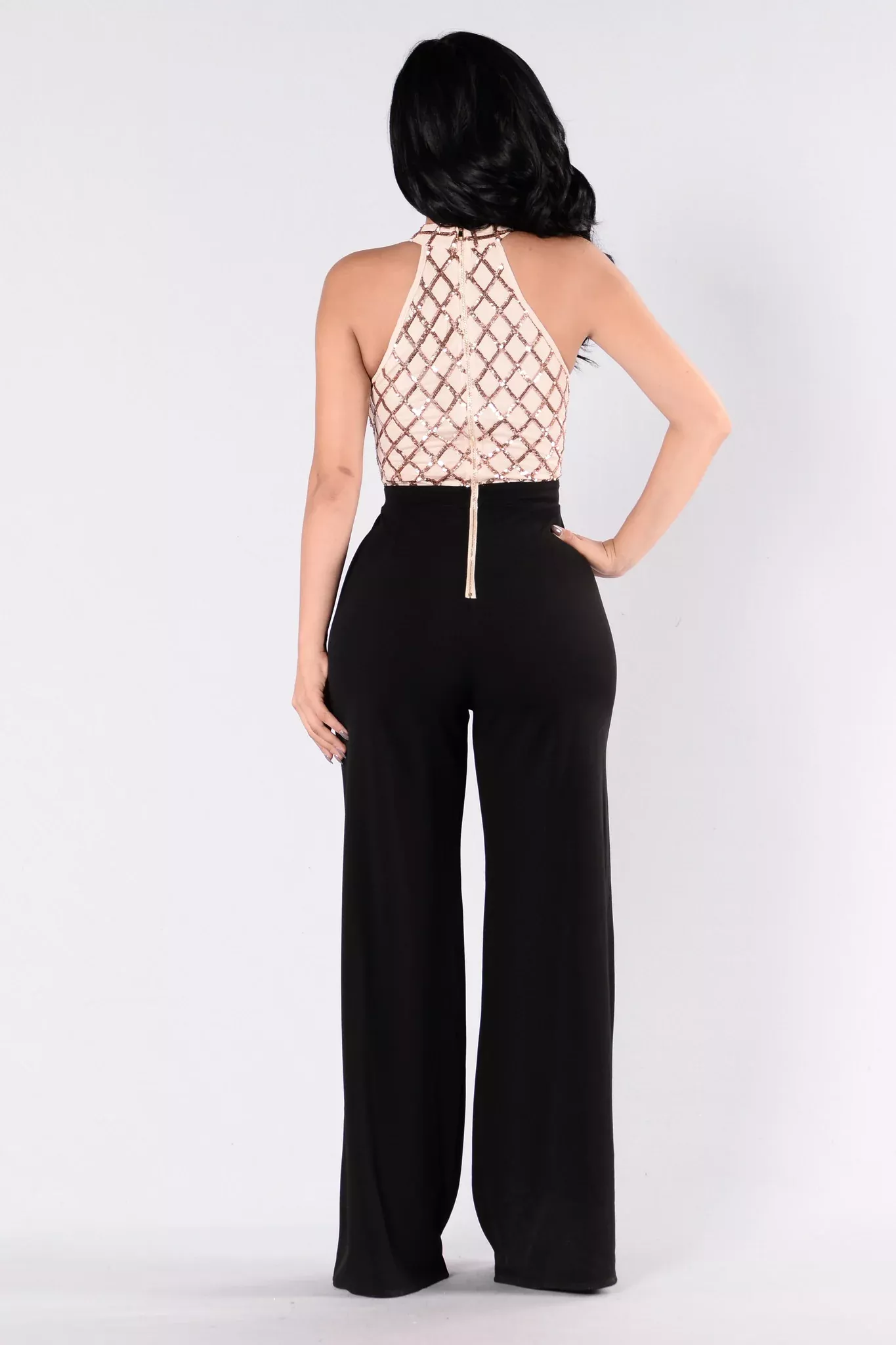 You're Gonna Miss Me Jumpsuit - Rose Gold/Black