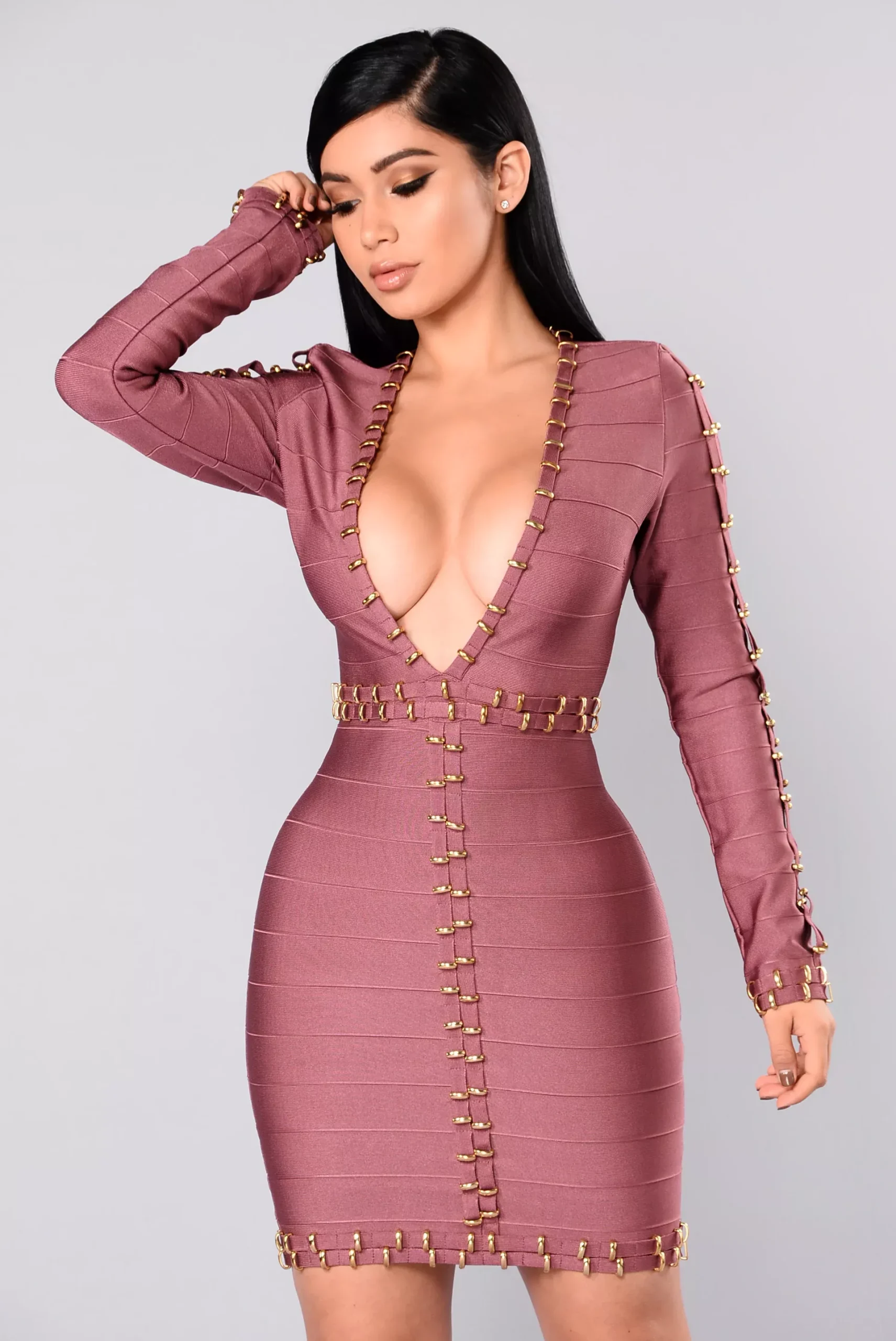 Zarah Bandage Dress - Dark Mauve
