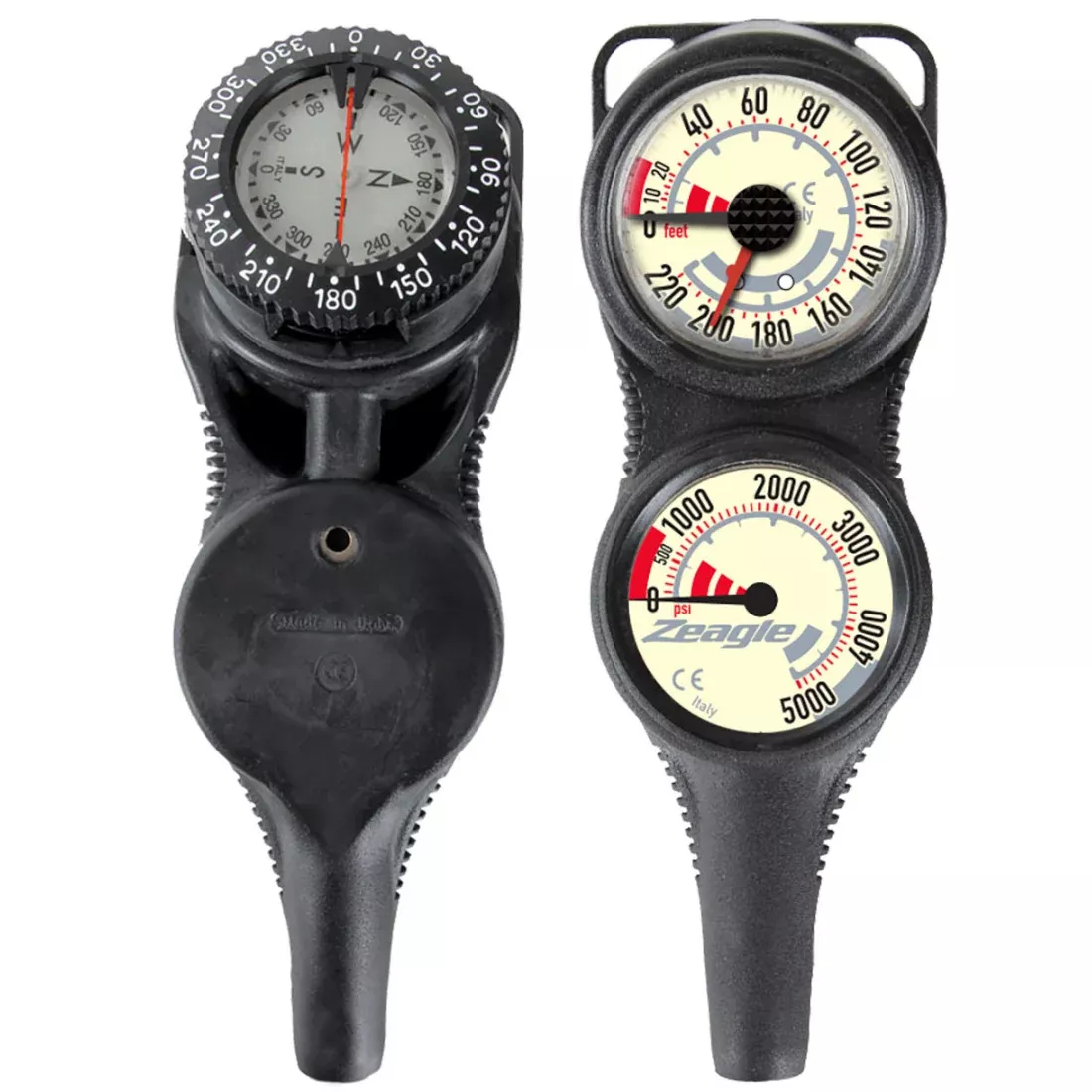 Zeagle Slimline Co-Pilot Console Dive Gauge w/ Black Hose